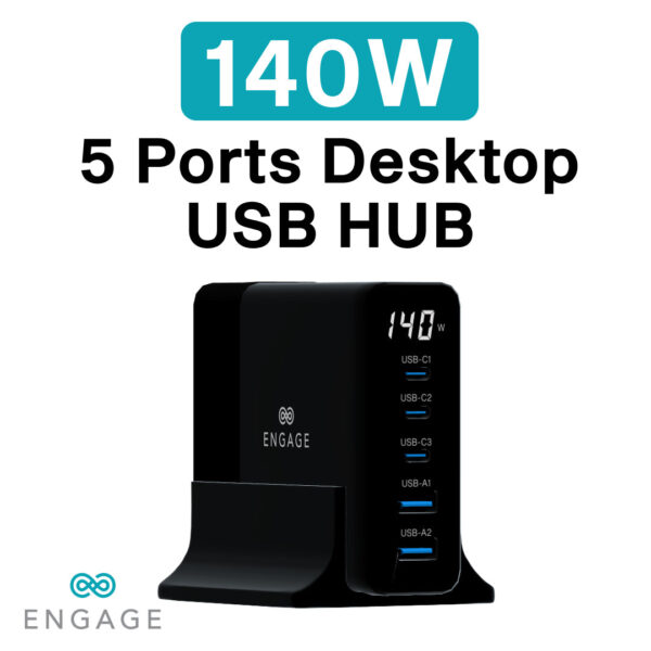 Engage 140W 5 Ports Desktop USB Hub/ Charger