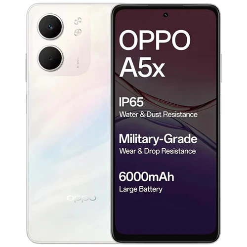 Buy OPPO A5x NFC (4GB+128GB) Laser White color at M&E Store in Kuwait