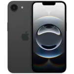 front and back view of Apple iPhone 16e 128GB (Middle East Version) Black Colour