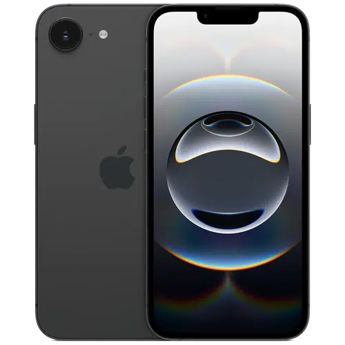 Apple iPhone 16e Black Colour front and back view of Apple iPhone 16e 128GB (Middle East Version) Black Colour