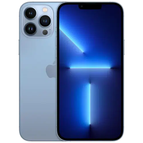 Front and back view of iPhone 13 Pro Sierra Blue