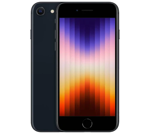 Apple iPhone SE 5G 3rd Gen Midnight Colour front view of Apple iPhone SE 5G 3rd Gen Midnight Colour