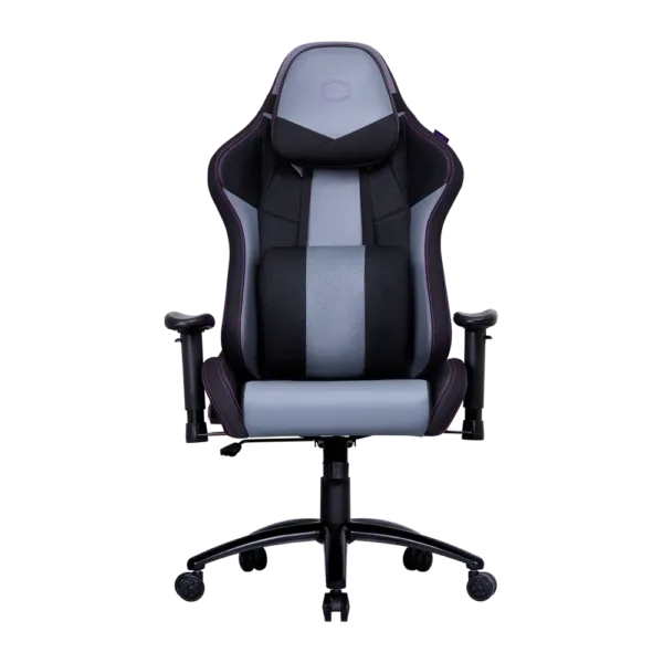 Front view of Cooler Master Caliber R3 Black gaming chair with grey panels