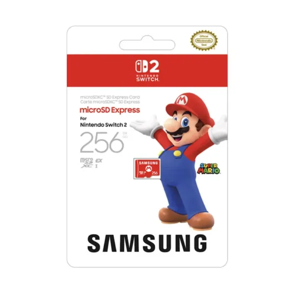 Samsung 256GB microSD Express card for Nintendo Switch 2 in Super Mario retail packaging
