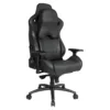 Black AndaSeat Dark Knight chair with headrest and lumbar cushions, adjustable armrests and wheeled base