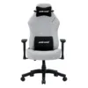 Front view of AndaSeat Luna Large fabric gaming chair in Grey with black pillows