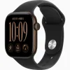 Apple Watch Series 12 42mm GPS Japan — Dark Bronze aluminium, Black Sport Band — side view