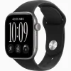 Apple Watch Series 12 42mm GPS Japan — Space Gray aluminium, Black Sport Band — side view