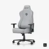 Angled view of AndaSeat Novis XL linen fabric gaming chair in Ash Gray