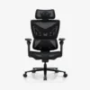 Front view of AndaSeat X-Air Pro Space Black mesh chair with headrest and armrests