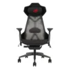 Front view of black ASUS SL400 ROG Destrier Ergo gaming chair with mesh backrest and headrest