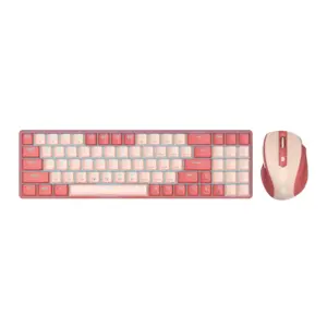 Redragon BS8772 Wireless Keyboard & Mouse Combo – Red/Pink, English