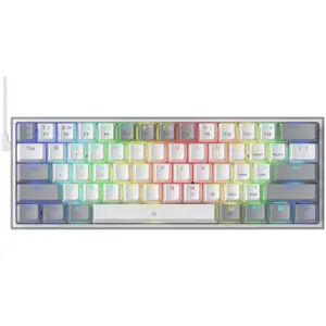 لوحة مفاتيح ميكانيكية ريدراجون FIZZ RGB – أبيض ورمادي، عربي وإنجليزي
