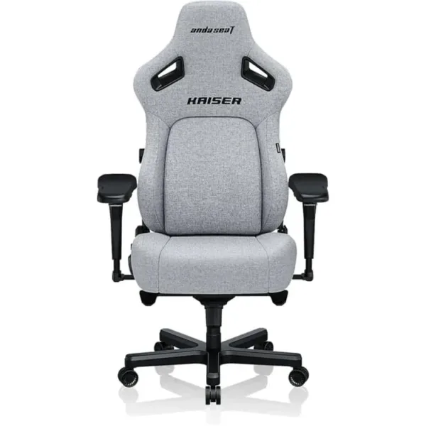Front view of AndaSeat Kaiser 4 XL Grey Fabric gaming chair