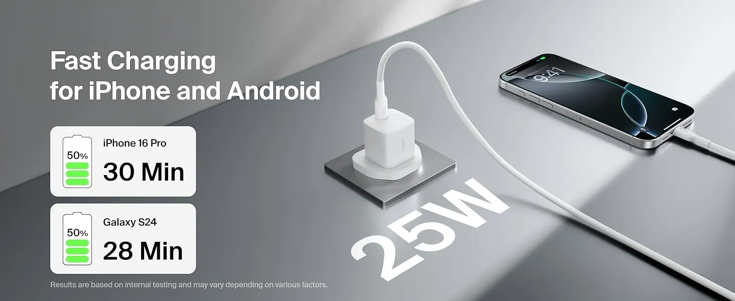 بلكين بوست تشارج شاحن حائط USB-C ‏PD 3.0 PPS بقوة 25 واط