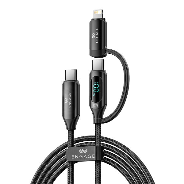 Engage 2 In 1 USB-C To USB-C Lightning 100W Fast Charging Digital Cable 1 Meter