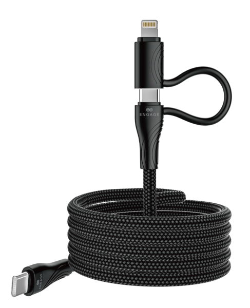 Engage Magnetic PD 60W USB-C Cable With Lightning Adapter Black - Ezdf
