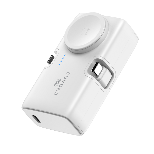 Engage Portable Dual Port Lightning/USB-C & Watch Charging Power Bank (5000mAh)(18W/H)-White