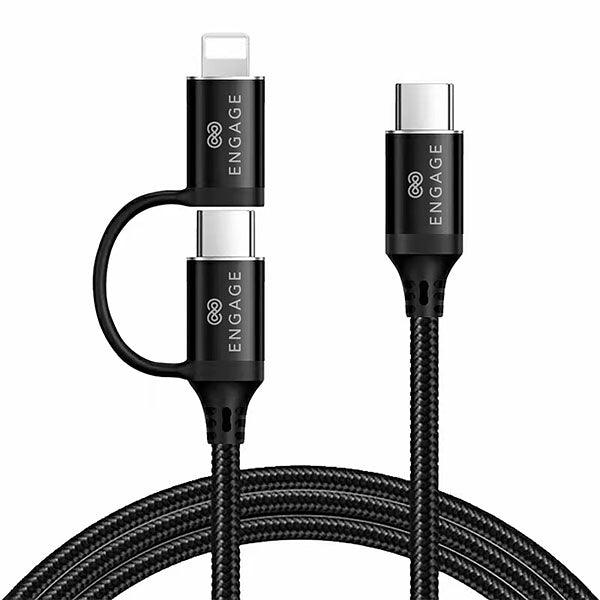 Engage Type-C To Type-C PD 60W Cable With Lightning Connector Black 30 Cm