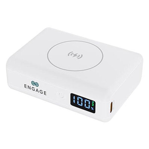 Engage Compact Wireless Magnetic Power Bank 10000mAh with LED Display-White 45W(37W/H)