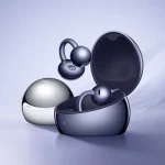 HUAWEI FreeClip 2 Special Edition Deepsea Blue and Space Silver color options with open charging cases
