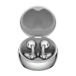 HUAWEI FreeClip 2 Special Edition Space Silver open charging case showing metallic earbuds inside