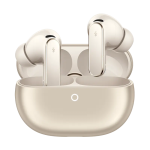 Front view of HUAWEI FreeBuds Pro 5 true wireless earbuds in Sand inside open charging case.