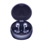 HUAWEI FreeClip 2 Special Edition Deepsea Blue open charging case showing metallic open-ear earbuds inside