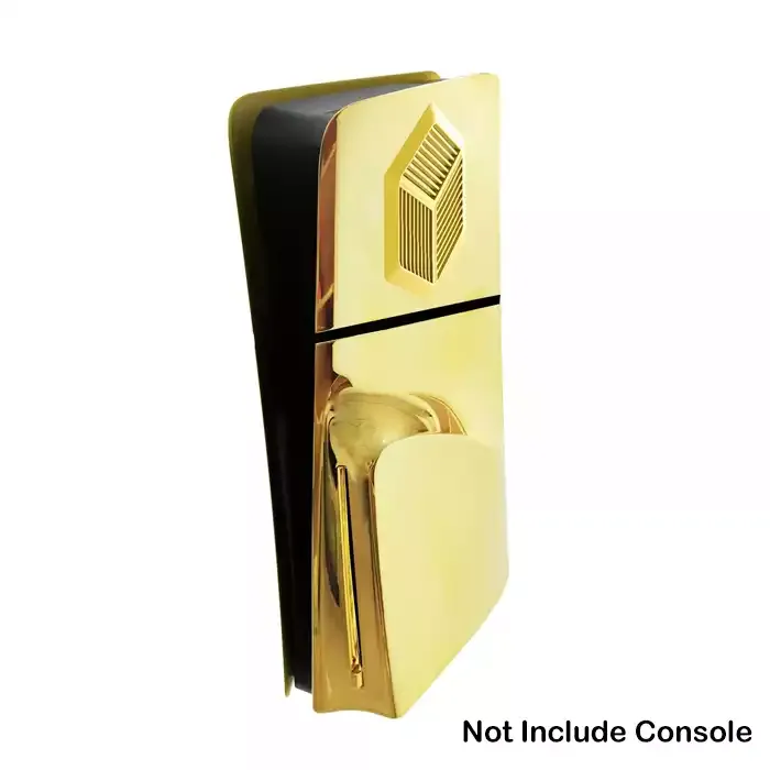 Replacement Faceplate For PS5 Console Slim Disk Version - Electroplated Gold Replacement Faceplate For PS5 Console Slim Disk Version - Electroplated Gold | Buy Online in Kuwait | M&E Store