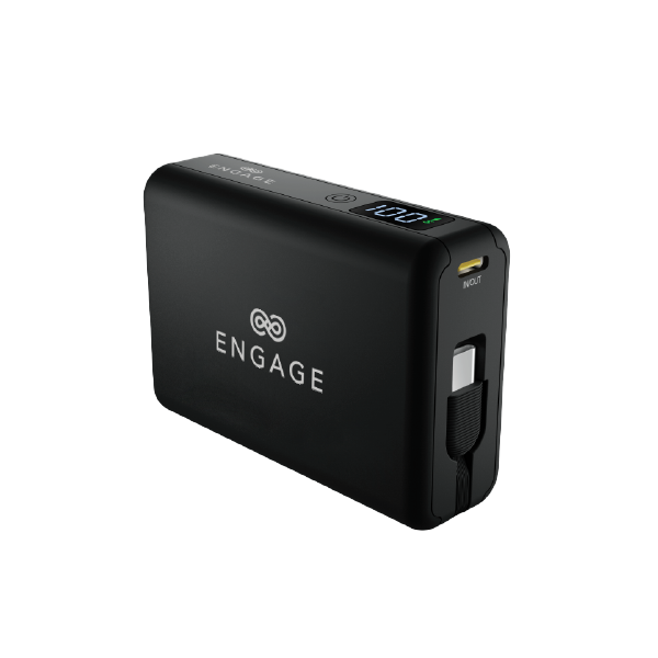 Engage Compact Wireless Magnetic Power Bank 10000 mAh with USB-C Cable & LED Display PD 45W(37W/H)
