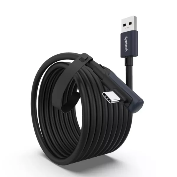 Syntech USB a to USB cable 16ft/5m compatible with quest 2/3 - black product image