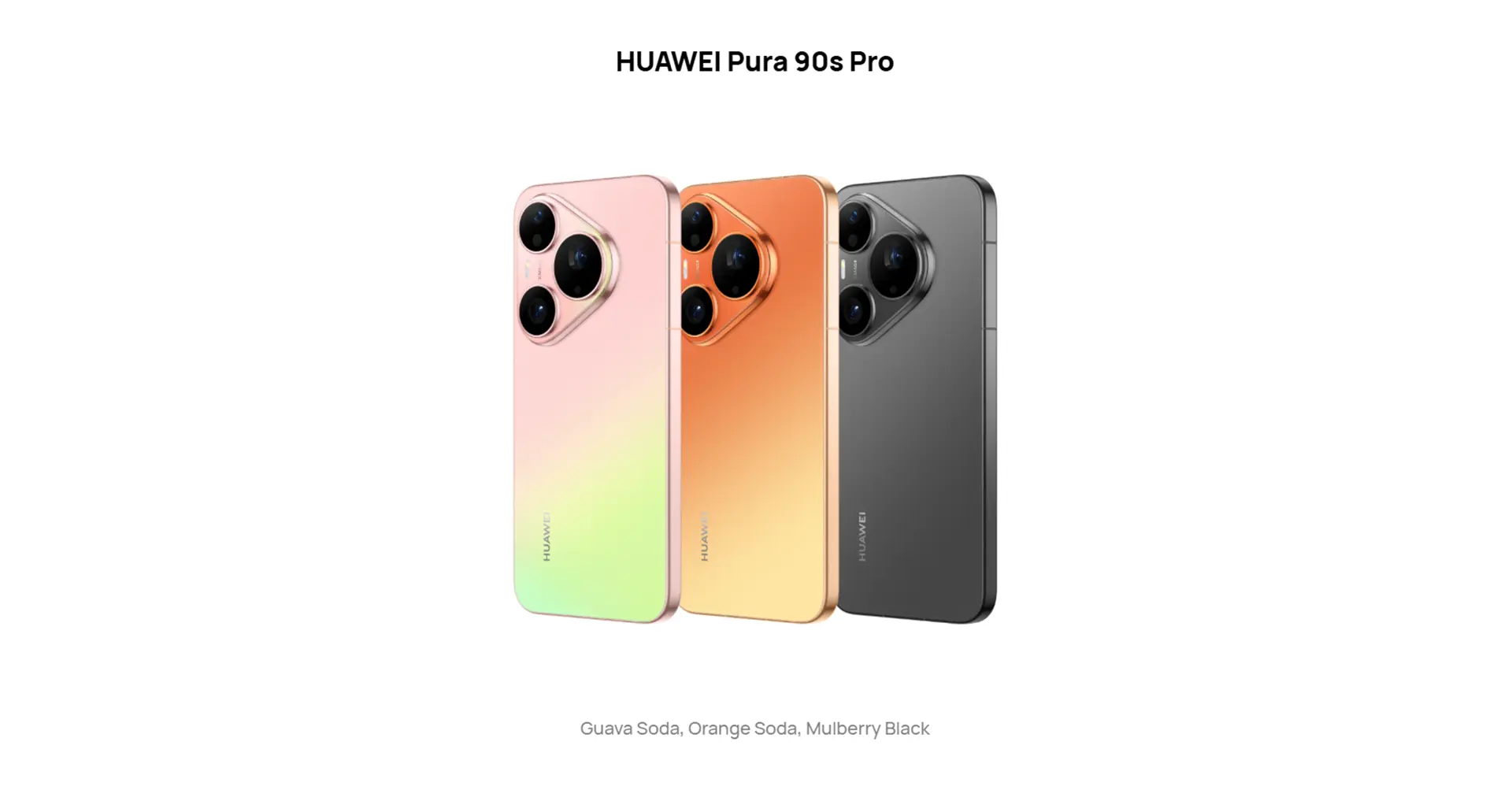 Buy Mobile Price in Kuwait HUAWEI Pura 90s Pro 5G+ in Guava Soda, Orange Soda, and Mulberry Black