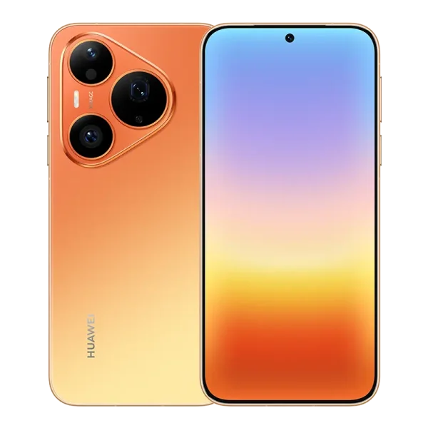 HUAWEI Pura 90s Pro 5G+ in Orange Soda showing front screen and back XMAGE triple camera design