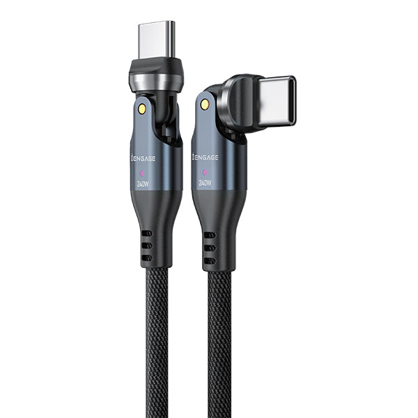 iEngage 240W Rotating Head USB-C Cable(48V/5A) (Black)