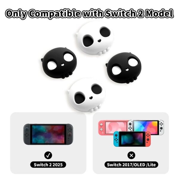 GeekShare Skull Silicone Thumb Grip Caps for Switch 2 - Black & White product image