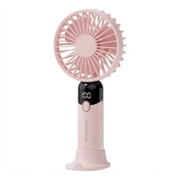 Porodo Lifestyle Chillo Air Portable Handheld Fan With 2-in-1 Detachable BASE & Phone Stand-white product image