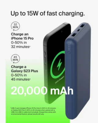 Belkin 20000 mAh Boost Charge Power Bank 20K - USB A to USB C cable