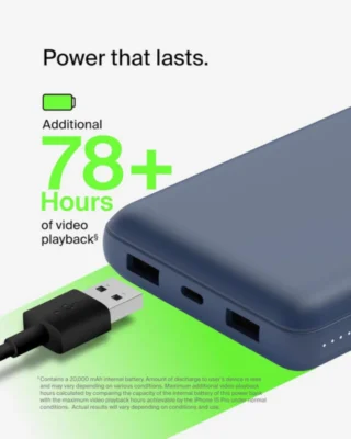 Belkin 20000 mAh Boost Charge Power Bank 20K - USB A to USB C cable