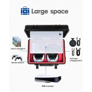 Devaso Hard Shell Travel Waterproof Case for Playstation 5 Console, Controllers, Games and Accessories - Black
