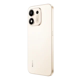 honor x7e plus-5g desert gold angled back