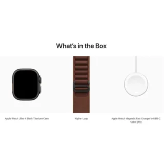 Apple Watch Ultra4GPS Cellular 49mm Black Titanium Casewith Burgundy Alpine Loop box contents