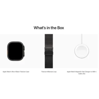 Apple Watch Ultra 4 GPS Cellular 49mm Black Titanium Case with Black Titanium Milanese Loop - box contents