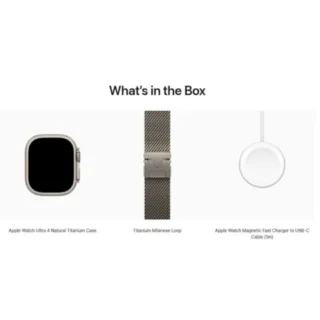 Apple Watch Ultra 4 GPS Cellular 49mm Natural Titanium Case with Natural Titanium Milanese Loop - box contents