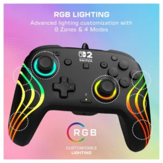 Turtle Beach Nintendo Switch 2 Afterglow Wave Wired RGB Gaming Controller - Black product image — product view 2