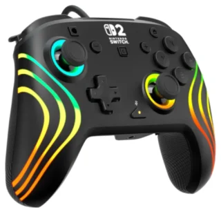 Turtle Beach Nintendo Switch 2 Afterglow Wave Wired RGB Gaming Controller - Black product image — product view 3