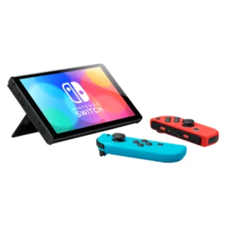 Nintendo Switch OLED Console – Neon Blue / Neon Red product image — product view 3
