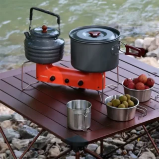 Porodo Foldable Dual-Burner Gas Stove – Orange product image — product view 3