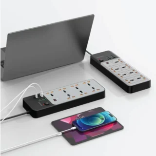 Porodo 3000W Power Strip 7AC / 6USB – Gray product image — product view 2