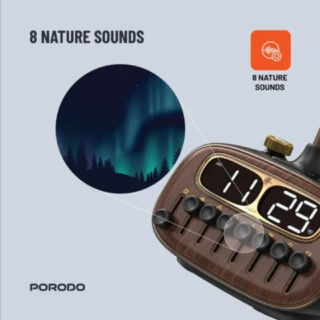 Porodo Retro Desk Lamp with Bluetooth Speaker – Black product image — product view 4