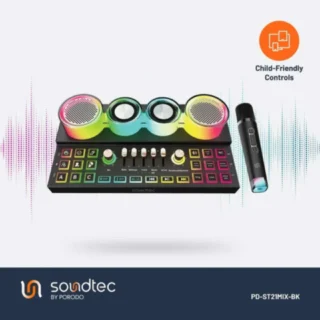 Porodo Soundtec AudioLink Mixer and Speaker – Black product image — product view 3